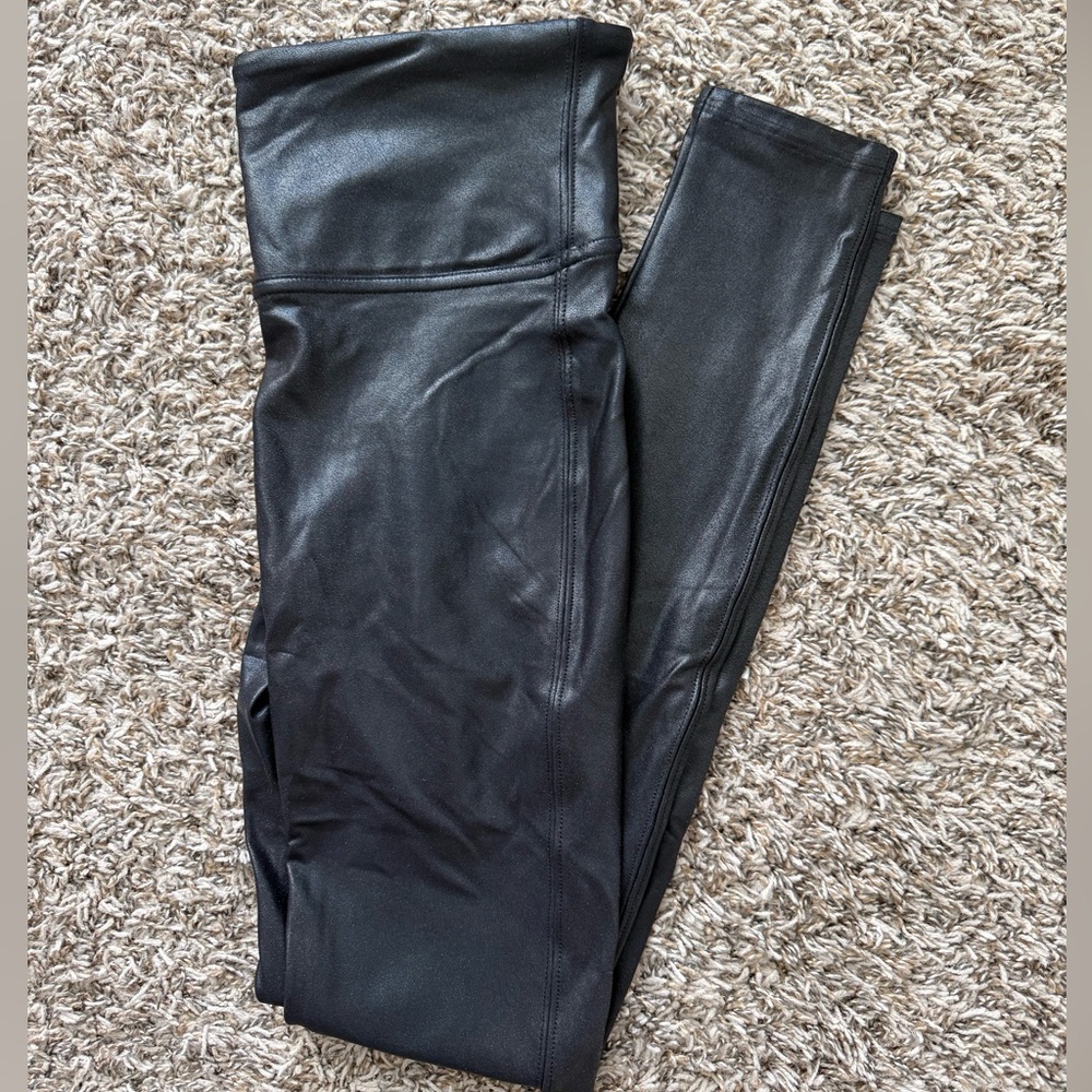 SPANX Black Faux Leather High-Waist Leggings
